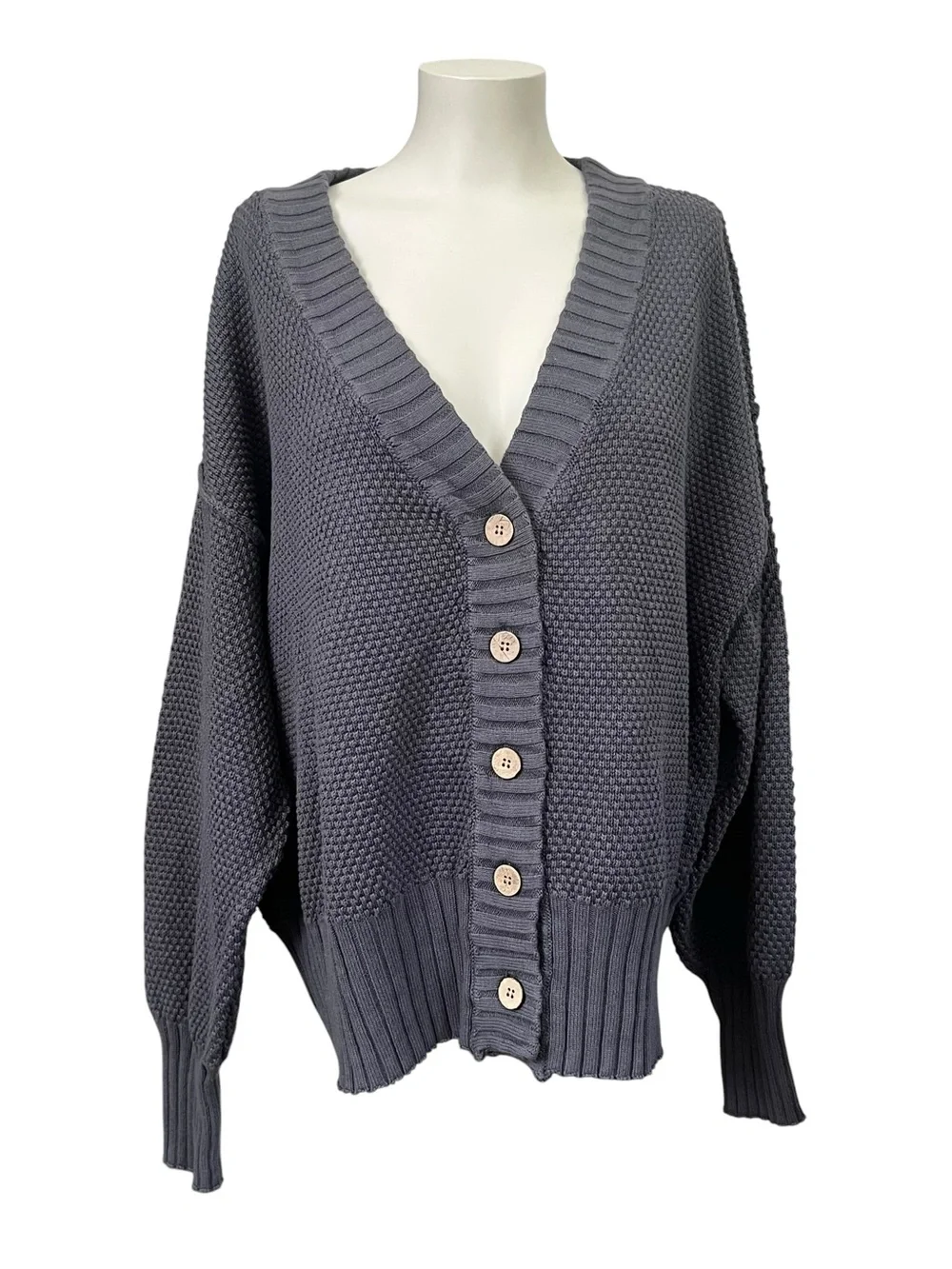 Free People FP Beach Hailee Cardigan
Oversized Waffle Knit Gray Button Front Sm - Picture 10 of 12